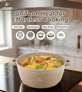 Ensemble complet de casseroles en granit Life Smile avec couvercles à rebord en silicone, poignées amovibles, antiadhésives, compatibles induction - Product Image 6