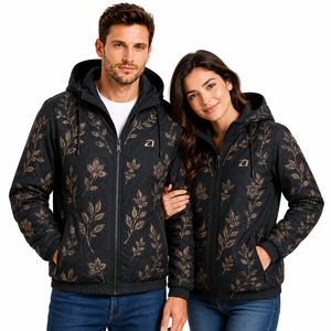 All Over Embroidery Men's <b>Jackets</b> Hooded <b>Lightweight</b> Unisex Fashion Regular Fit Outerwear Custom Logo Factory Direct Supplier - Product Image 1