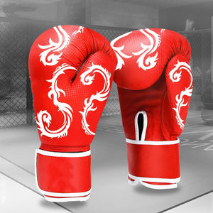 Gants de boxe noirs en PU avec imprimé gris effet gouttelettes, design à lacets et doigts entièrement couverts, pour adultes, gants de boxe professionnels unisexes - Product Image 5