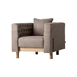 Sillón de Salón Premium para Interiores, Silla de Teca Sólida Tapizada, Asiento Profundo, Respaldo Acolchado, Cojín Suave, Muebles para Sala de Estar - Product Image 1