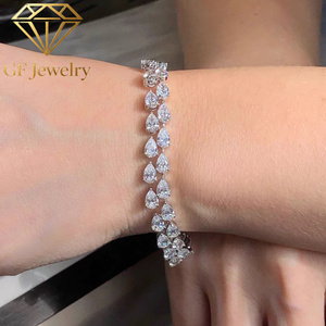 Bracelet tennis en platine à double rangée de diamants de laboratoire taille poire, bijoux fins personnalisés haut de gamme - Product Image 5