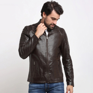 URBANGAZER Men's 100% Polyester Thick Leather <b>Jacket</b> Stand Collar Covered Button <b>Patchwork</b> Design Windproof Breathable Cotton - Product Image 4