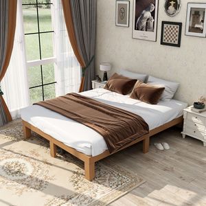 Base letto matrimoniale in legno con robusto supporto a doghe, facile da montare, non richiede rete a molle - Product Image 1