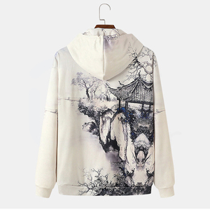 Sudadera con Capucha Estilo Chino para Hombre, Corte Holgado, Estampada, Manga Larga, Tejida en Poliéster, para Otoño, con Diseño de Bolsillo - Product Image 2