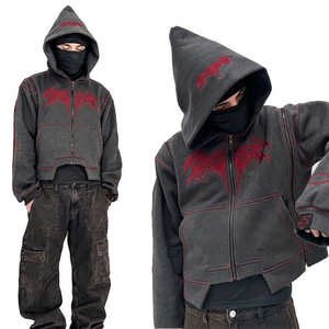 Conjunto de Sudadera con Capucha y Cremallera Extra Grande para Hombre, 100% Algodón, Personalizado OEM |   Ropa Urbana Estampada de Otoño con Etiqueta Privada - Product Image 3