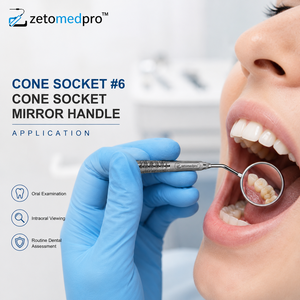 Cone Socket Mirror Handle #6 Dental Mirror Handle Stainless Steel Zetomed Pro - Product Image 2