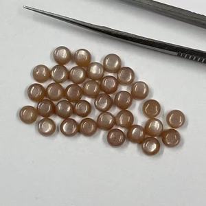 มูนสโตนสีน้ำตาลธรรมชาติขนาด 5 มม. แบบหลังแบนทรงกลม ขายดีที่สุด ขายส่งพลอยหลวมจากผู้ผลิตและผู้จัดจำหน่ายชาวอินเดีย - Product Image 2