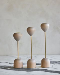 Support de bougie long en bois massif fait main, centre de table rustique décoratif pour la maison, les mariages et les fêtes - Product Image 4