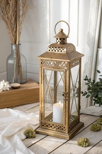 M F INTERNATIONAL EXPORTS - Faroles Cuadrados de Metal Dorado Ecológicos para Interiores, Decoración para Bodas y Ramadán, Gran Venta, Sin Batería - Product Image 5