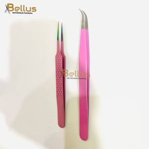 แหนบต่อขนตา Bellus International Professional สีชมพูสด ปลายไฟเบอร์เรียบ ผลิตจากสแตนเลสสตีล สำหรับช่างต่อขนตา - Product Image 1
