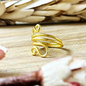 New Demand Boho Swirl <b>Ring</b> Minimalist Brass Band Women 18k Gold Plated Spiral Wire Wrap <b>Dainty</b> Coil <b>Ring</b> for Wholesale/OEM/ODM - Product Image 3