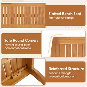 Juego de comedor para patio de 3 piezas con mesa y bancos de madera de acacia para exteriores - Product Image 6