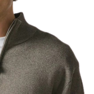 Dark Stone Cotton Blend Quarter Zip Jumper Mens Ribbed Collar Long Sleeve <b>Pullover</b> <b>Sweater</b> for Casual Smart Wear Classic Style - Product Image 3