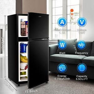 3.5Cu.Ft Compact <b>Mini</b> Fridge Freezer 7 Level Thermostat with Removable Shelves 2 Door Small <b>Refrigerator</b> - Product Image 3