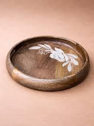 Bandeja de madera para café, bandeja decorativa para desayuno, bandeja de exhibición, plato hecho a mano, diseño clásico, bandeja redonda duradera para bodas - Product Image 3