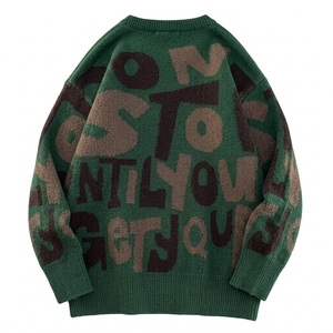 Suéter de punto personalizado para hombre, cuello redondo, estilo urbano americano, corte holgado, manga larga, jersey informal para otoño e invierno, venta al por mayor de fábrica - Product Image 3