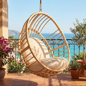 Wholesale Rattan Garden Hanging Chair Egg Swing with Soft Cushion Indoor Outdoor Balcony Garden Handmade Furniture Vietnam - Product Image 6