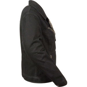 SAMROZ SPORTS Leather Women's Ladies Black Denim Jacket with Studded Spikes - Product Image 2
