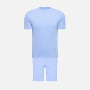 2026 hot selling Men's Premium Mercerized Cotton T Shirt with Shorts 2 Piece Casual Streetwear <b>Set</b> Custom Logo Wholesale - Product Image 1