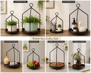 Metal Decorative Display Stand Set of 2 <b>Round</b> <b>Tray</b> Centerpiece Holder for Home Wedding Party Table Decor - Product Image 6