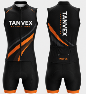 Traje de Ciclismo Ecológico TANVEX International Unisex Negro Naranja con Estampado por Sublimación Transpirable 100% Poliéster Talla Adulto - Product Image 1