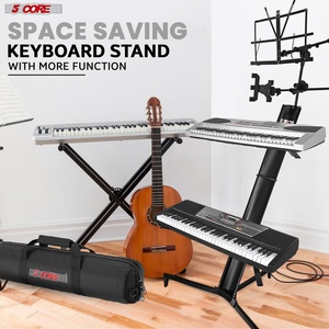 5 Core Adjustable Heavy Duty Aluminum 2-Tier <b>Keyboard</b> <b>Stand</b> for 61/76/88-Key Musical Instruments - Product Image 6