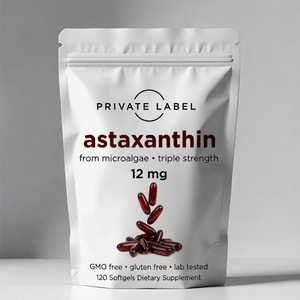 Cápsulas de Astaxantina 12mg Certificadas ISO GMP, Extracto de Microalgas, Suplementos Dietéticos de Marca Privada, Fabricante al por Mayor - Product Image 1