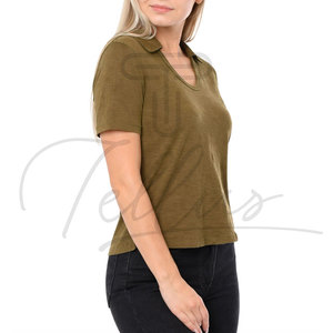 Camisetas Polo de Mujer Nuevas y Modernas de Alta Calidad, Color Beige, Algodón, la Mejor Tela, Camisetas Polo para Mujer - Product Image 5