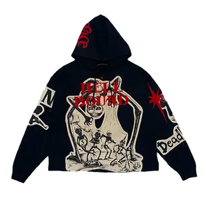 Sudadera con Capucha Estilo Urbano para Hombre, Logotipo con Estampado Puff, Tejido Grueso de 300 g/m², Sudadera de Calle - Product Image 1