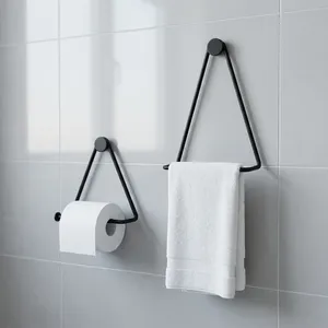 Modern Triangle Towel Ring Toilet Paper Holder <b>Wall</b> Mounted Metal Bathroom Accessory Minimalist Decorative Organizer Set - Product Image 2