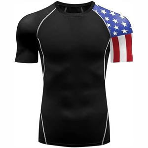 Rash Guard for <b>Men</b> Short Sleeve MMA Boxing Martial Art Grappling Muay Thai Training <b>Base</b> <b>Layer</b> Swimming Surf Rash Guard - Product Image 1