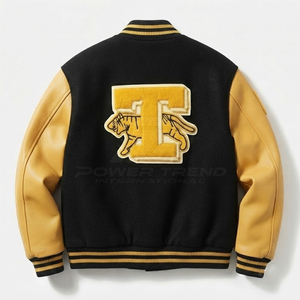 Stylish Varsity <b>Winter</b> <b>Jacket</b> for Men Classic Design Stand Collar Front Logo Soft Lining Comfortable Fit Perfect for Casual Wear - Product Image 2