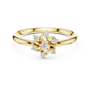 Anillo de Diamantes Naturales Redondos con Halo de Oro Blanco de 18K, Diseño de Estrella, para Mujer, de Lujo, la Mejor Opción para Aniversario, Nuevo Diseño en Tienda - Product Image 6