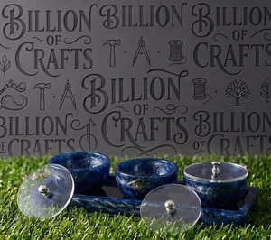 Ensemble de bols à collation en résine vert émeraude à motifs tourbillonnants, prix d'usine, plateau de service à trois compartiments pour fruits secs - Product Image 5