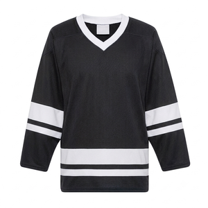 Wholesale custom black Ice Hockey Jersey Breathable Mesh Fabric v neck jersey durable mesh fabric team sports <b>athletic</b> top - Product Image 1