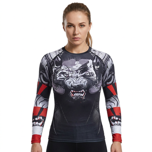 Chemise de sport pour homme à manches longues, imprimé loup, séchage rapide, polyester - Product Image 3