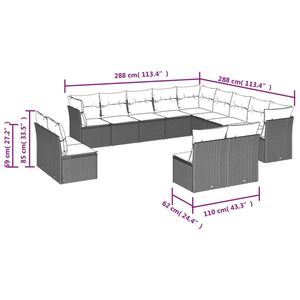 Large Grey PE Rattan and Powder-Coated Steel Garden <b>Sofa</b> <b>Set</b> - Product Image 6
