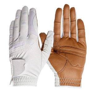Gants de golf pour homme en cuir véritable blanc et marron de haute qualité, personnalisés, en cuir Cabretta de qualité supérieure, rembourrés, pour la main droite - Product Image 1