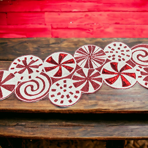 Chemin de table perlé fait à la main pour la maison et les restaurants d'hôtel chemin décoratif en tissu d'aspect royal article de cadeau de Noël - Product Image 2