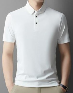 เสื้อเชิ้ตแขนสั้นผู้ชาย สีขาวล้วน ผ้าฝ้าย 100% โลโก้ด้านหน้า ทรงเข้ารูป สวมใส่สบาย ระบายอากาศได้ดี ความยาวปกติ - Product Image 2