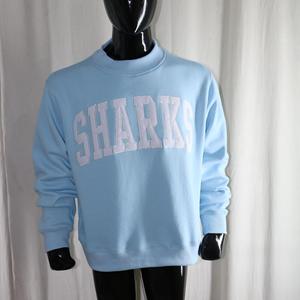 Sudadera SHARKS SKY BLUE con cuello alto, 100% blanca, con apliques bordados, cuello ancho, info.clushsports - Product Image 2