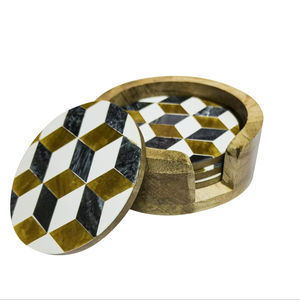 Posavasos de madera de fabricación india en venta, diseño único, artesanía, colección de artículos a precio asequible, portavasos para sofá - Product Image 1