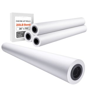 Rotoli di Carta Plotter Grande Formato 36 pollici x 150 piedi, 4 Rotoli di Carta Bond CAD con 2 Anelli, 20 LB, per Design CAD e Trasferimento - Product Image 4
