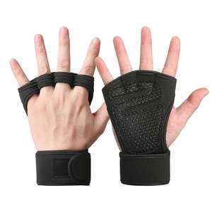 PU Leather Fitness Gloves Gym Palm Protectors Adjustable Wrist <b>Strap</b> Half Finger Sports Cycling Weightlifting Equipment Non-slip - Product Image 5