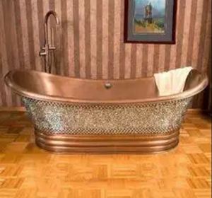 Copper shined bath tub Nickle polished inside Antique Hammered Skirted Base Tub - Product Image 5