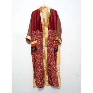 Kimono 100% Soie de Créateur, Robe Décontractée Vintage à Col en V et Manches Longues, Vêtement de Nuit Exclusif, Tenue d'Intérieur, Cache-maillot de Bain - Product Image 6