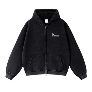 เสื้อฮู้ดดี้ผู้ชาย 430 กรัม ผ้าฟลีซ ทรงปกติ ซิปหน้า ล้างสีแบบแอซิด พิมพ์ลายดิจิทัล ผ้าฝ้าย 100% สไตล์สตรีทแวร์สำหรับฤดูใบไม้ผลิ เป็นมิตรต่อสิ่งแวดล้อม ราคาประหยัด - Product Image 1