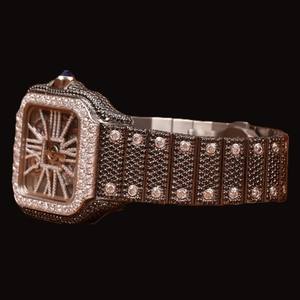 Reloj de Diseño con Esfera Cuadrada y Diamantes Moissanite, Completamente Cubierto de Diamantes, Reloj de Acero Inoxidable para Hombre y Mujer, Ideal para Fiestas - Product Image 2