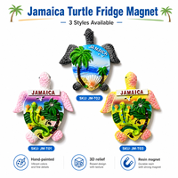 Aimant de réfrigérateur souvenir de la Jamaïque en résine 3D personnalisé, forme tortue de mer, peint à la main, aimant palmier, vente en gros pour les boutiques de cadeaux
