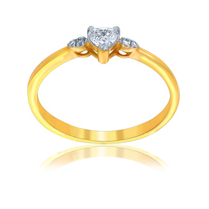 Anillo Solitario de Diamantes en Forma de Corazón de Oro Amarillo de 18K Premium con Piedras Laterales, Joyería Nupcial - Product Image 1